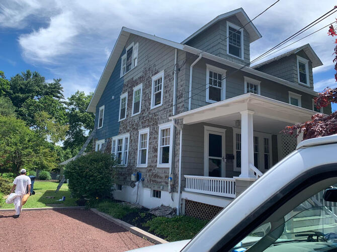 Professional exterior house painting in Lawrence Twp, NJ - before